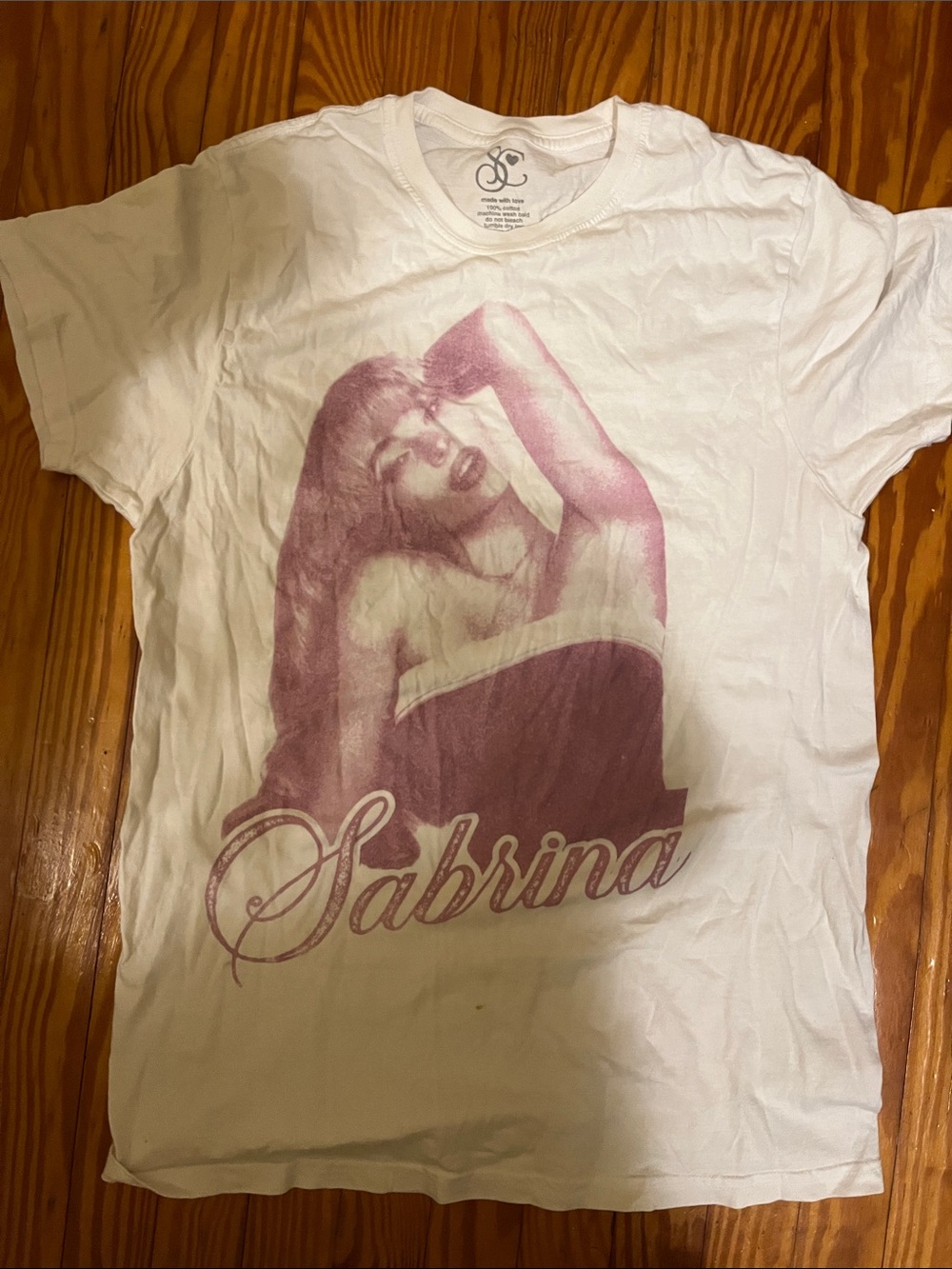 Target White Tee with Pink Sabrina Graphic - Women